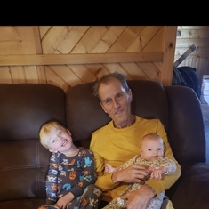 With grandkids Daxton and Delilah