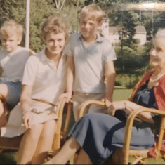 Sarah, Michael and Margo with Granny Pullen in Oakville, Ontario