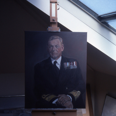 Sarah paints her father, Rear Admiral HF Pullen, in the studio attic