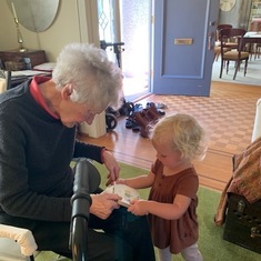 Sarah with her great grandchild Everly