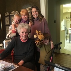 Four Generations of McLoughlin Girls - Sarah, Sue, Stephanie and Everly (plus Finlay)