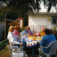 Mary with her "girls" in California