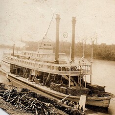 Supply boat at our dock on the Alabama River - These still ran when Grammy was small