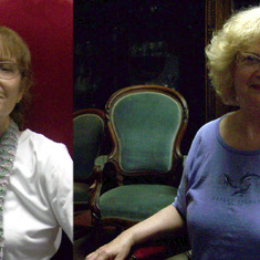 2011, 3, Mary, Linda in red chairs