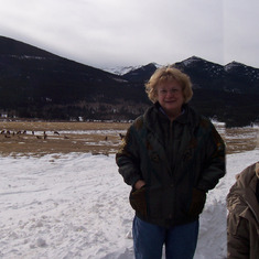 2007, 2, Mary Hsia at Rocky Mtn Natl Park with Mary and Elk
