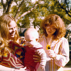 1978, 2, Susan Roberts holding Walden Cox, Mary Hsia, on the terrace