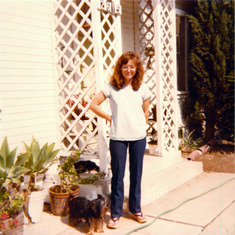 1979, Mary Hsia with doggy, on the Terrace in L A