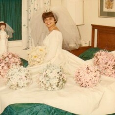 Mary Lou's Wedding Dress with Bouquets