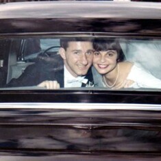 Mary Lou and Joe in Car at Their Wedding