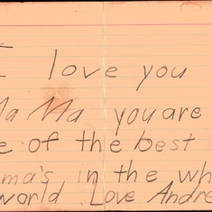 Andrea note to her grama Tucci