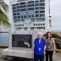 Mary and Jane Norman beside the ship in Port Limon Costa Rica!