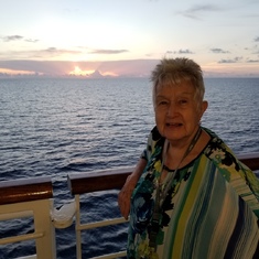 Mary enjoying the sunset on the Panama Cruise