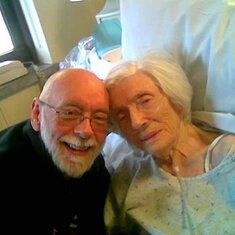 Bill and I at the hospital in January 2010.  Last visit with her alive.  She was so happy to see us together.