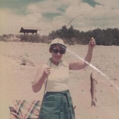 Mom caught a fish at Lake Bridgeport 1973