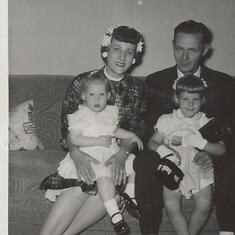 Dad Mom Lo (18 mths) & Clo (4) June 1960