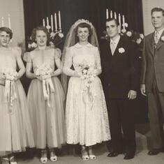 Donald & Ardice Meeske wedding - Mary bridesmaid on far left