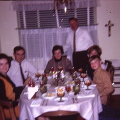 1966 family dinner with Ursula and Tom visiting