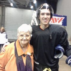 Dylann & Mary at his hockey game - Winter of 2012