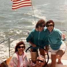 MaryAnne at the helm! San Francisco Bay. 1989