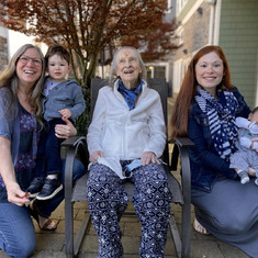April 17, 2021 - MaryLee with daughter Debra, granddaughter Lilly, and great-grandsons, Finn and Kai