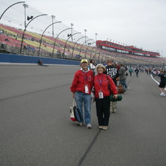 Mas and Yoko on the track at California Speedway in Fontana