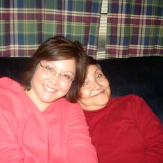 Christmas at Mike's...My mom and me. Love this picture!