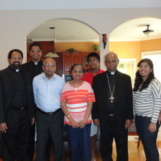 Appapa with Bishop Mar Jacob Angadiath. Fr. Mathew, and Fr. Sebastian.