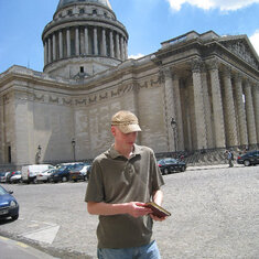 Matt takes out his journal at the Pantheon
