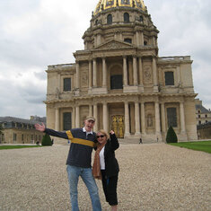 Matt and Kathy Celebrate reaching Napoleon's Tomb after a long Meghan induced walk