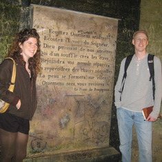 Matt and Meghan in the Catacombs in Paris