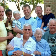 Fathers, Sons and Grandsons with Grandma at the 2006 Hestad Family Reunion