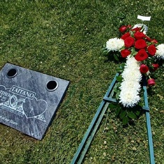 Headstone with Cross Flowers