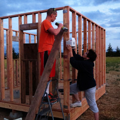 Matthew and Mom Working on Garden Shed