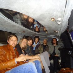 Sean, Mikaela, Duncan, Matt, Ted and Kayne in the limo for Matt's birthday.