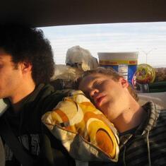 Matt and Teddy zonked out on the 2011 spring break trip