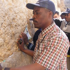 Pastor Kenny on Holy pilgrimage, praying at the Wailing Wall at Jerusalem, Israel. 
August 26, 2012