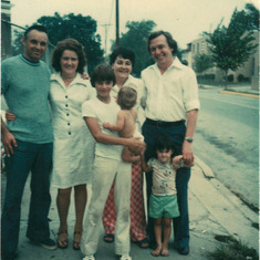 Daddy, Aunt Pam, Mommy, Uncle George, Walt Jr Joseph and Little Gloria, My aunt and Uncle were visiting from England before Mommy got sick.
