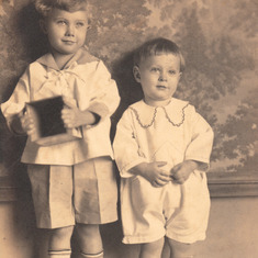 Maury, age 4, with little brother Ed,  1921