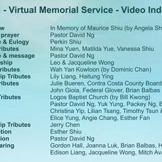 Video Index for 5/22/21 Virtual Memorial Service