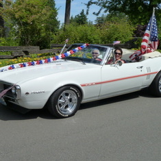 Diana and Maurine at the 4th of July Parade in Kirkland, 2011.  The car is Russ' '67 Firebird!