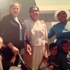 Mavis in Jamaica with her Aunties Aida and Clara.