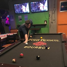 Trying to hustle me in pool.. but he did win 3 straight games