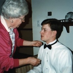 Nana helping with Brent's senior prom tux '95.jpg