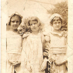 1930 mom dressed up to ride on a float 1930 (on right)