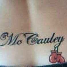 My tattoo in memory of McCauley. The boxing gloves are to represent his love for the sport 