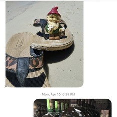 She loved Gnomes and sent me picts of them.  I sent her picts of her favorite drink.  I often had resupplied her apartment.