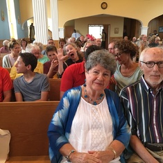 Mary & Gordie’s 50th Wedding Anniversary mass - check out Melissa’s face right behind them!