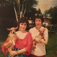 Mom and Aunt Emily with doggies