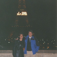 Dusty and Kelly at the Eiffel Tower, 1999.