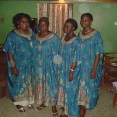 With her 3 biological daughters. Iwalola, Bukola and Oore 